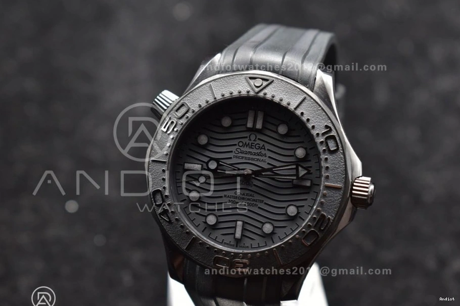 Seamaster Black VSF 43.5mm 1:1 Rubber Black Ceramic Dial Best 300m on Black A8806 Edition Strap 1228